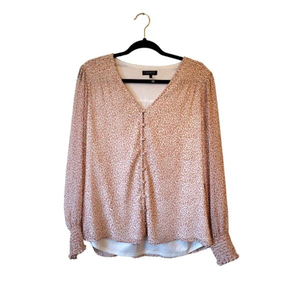 1. STATE Pink and White Leopard Print Blouse - Picture 1 of 5